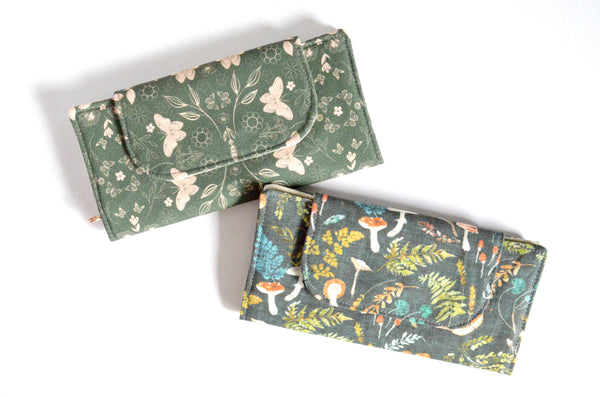 Olive Green Butterfly & Mushroom Woodland Wallet