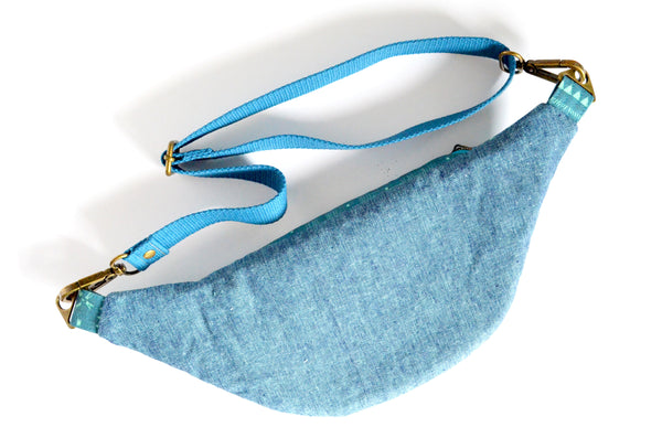 Teal Blue Boho Stripe Fanny Pack