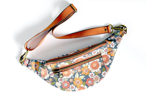 Grey Golden June Floral Fanny Pack