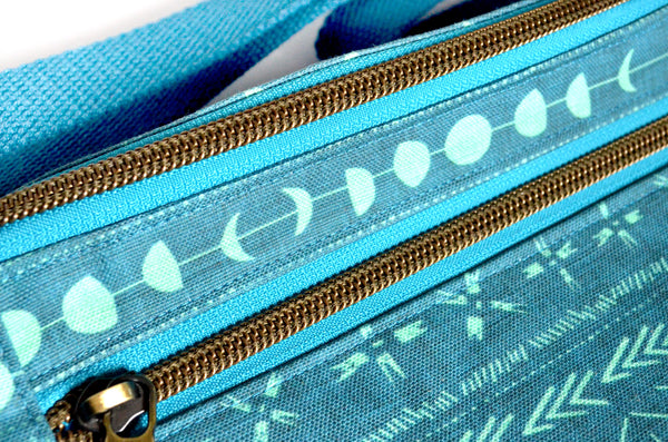 Teal Blue Boho Stripe Fanny Pack