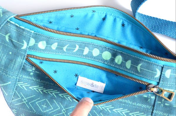 Teal Blue Boho Stripe Fanny Pack