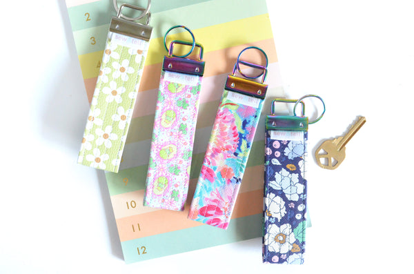 Green & Blue Floral *Faux-Leather* Keychain