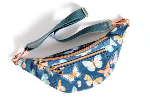 Navy Butterfly *Waterproof Canvas* Fanny Pack