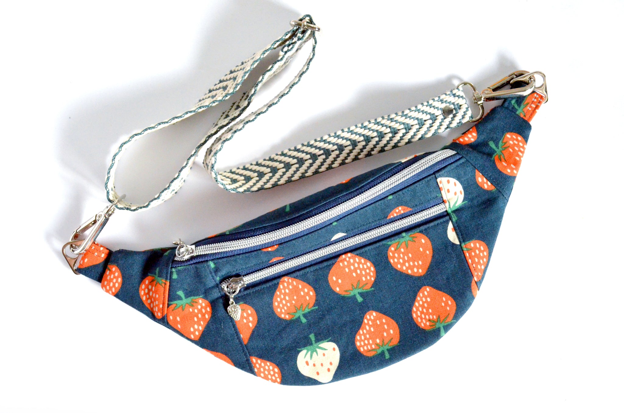 Navy Blue Strawberry Fanny Pack