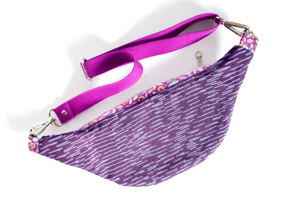 Purple Pressed Floral Fanny Pack