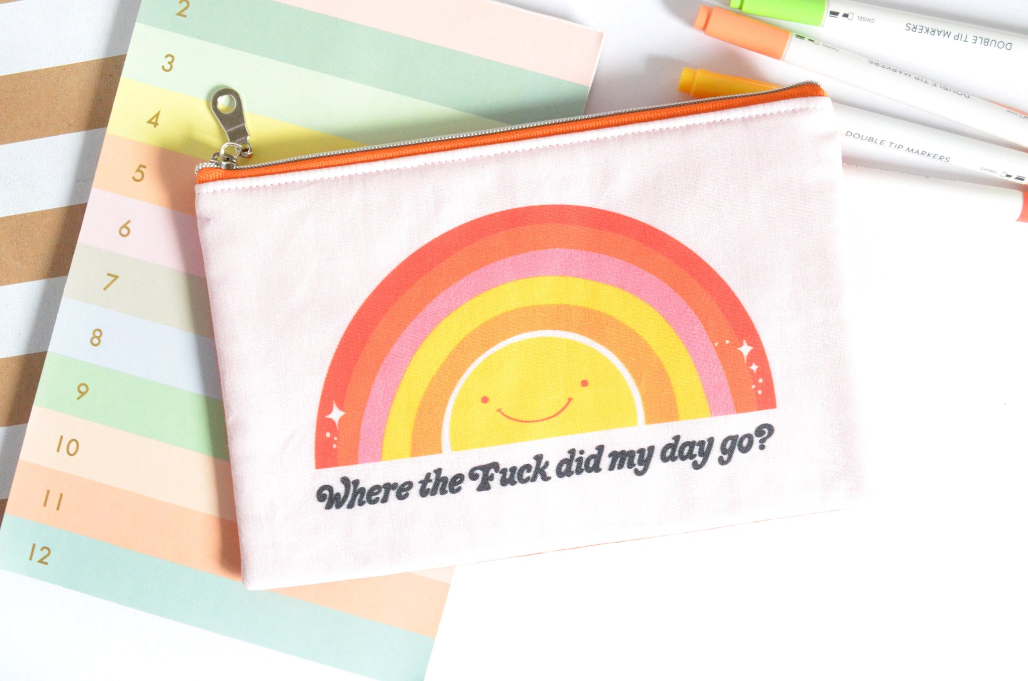 Small Sweary Pouch - Light Pink "Where Did My Day Go"