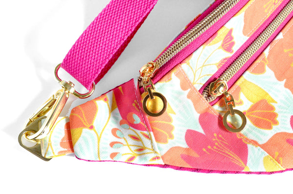 Hot Pink & Orange Floral Fanny Pack