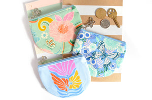 Light Blue Spring Floral Round Coin Purse