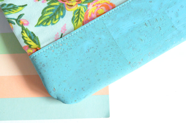 Blue Rifle Paper Co Rose Floral Cork Leather Pouch