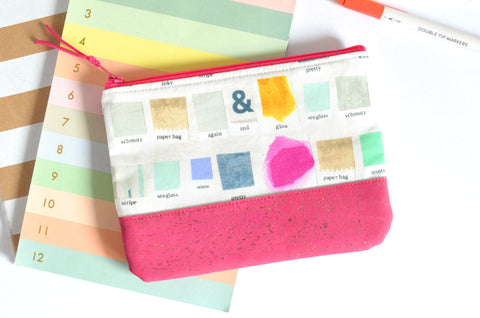 Hot Pink Art Swatch Cork Leather Pouch