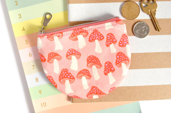 Coral Mushroom Round Coin Purse