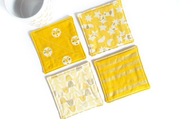 Yellow Celestial Sun Coaster Set