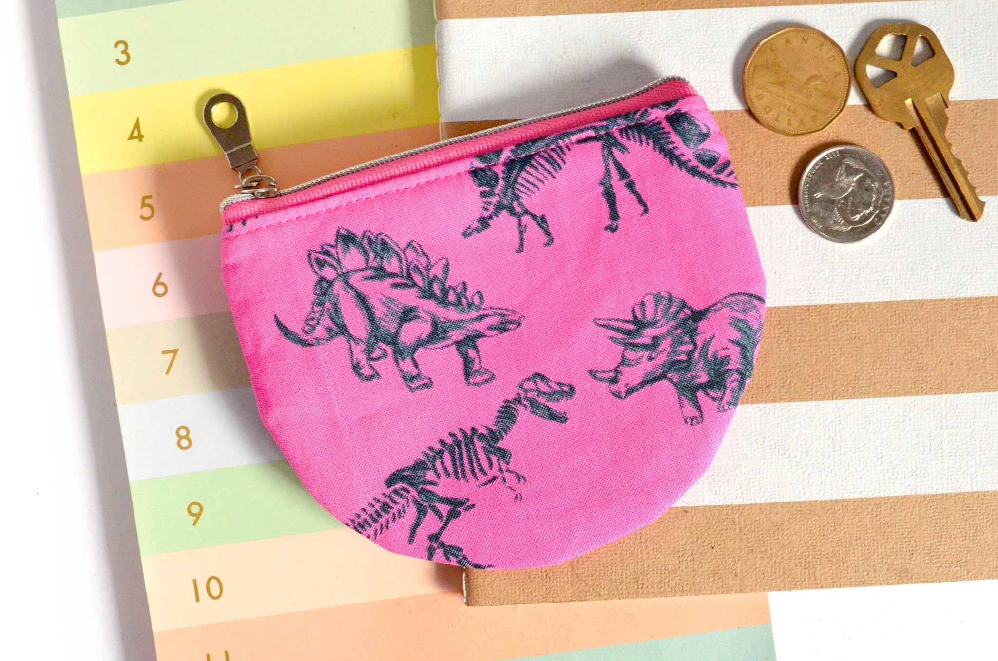 Pink Dino Round Coin Purse