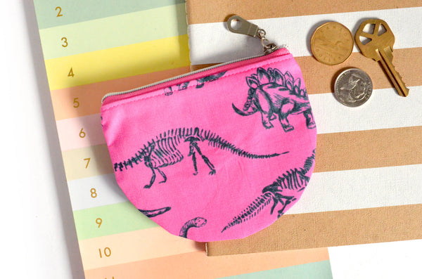 Pink Dino Round Coin Purse