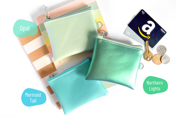 Blue & Green Colour-Shift Faux-Leather Coin Purse