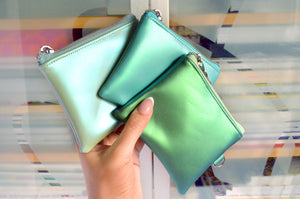 Blue & Green Colour-Shift Faux-Leather Coin Purse