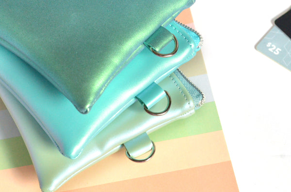 Blue & Green Colour-Shift Faux-Leather Coin Purse