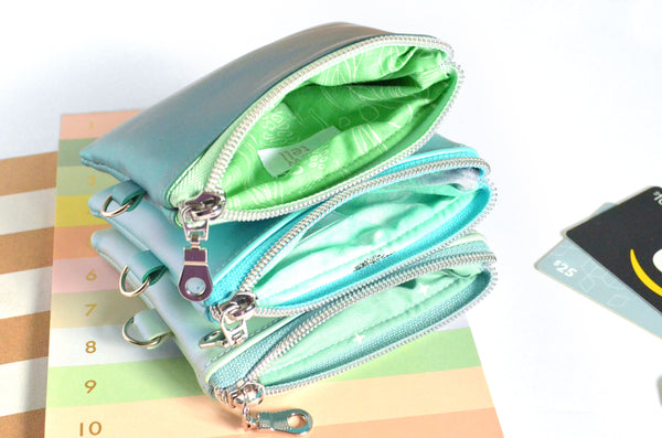 Blue & Green Colour-Shift Faux-Leather Coin Purse