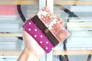 Purple Golden June Floral Mini Leather Snap Wallet