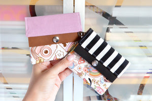 Pink & Stripe Mouse Mini Leather Snap Wallet