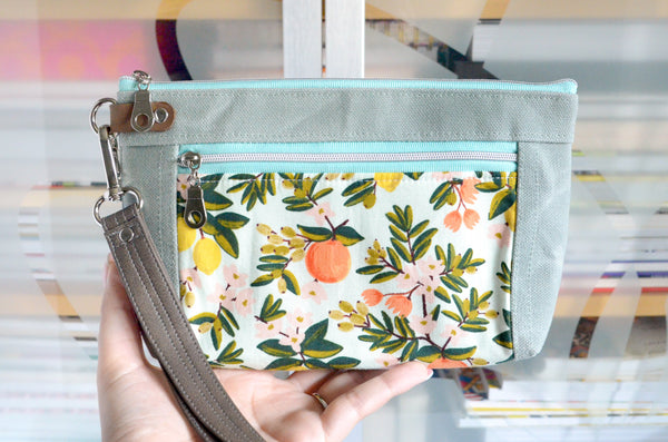 Mint Rifle Paper Co Citrus Double-Zip Wristlet