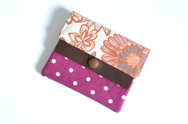 Purple Golden June Floral Mini Leather Snap Wallet