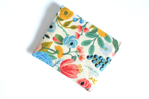 Blue Rifle Paper Co Floral Mini Leather Snap Wallet