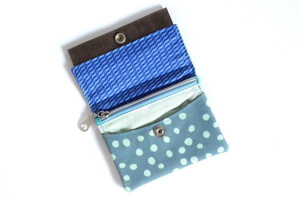 Blue Rifle Paper Co Floral Mini Leather Snap Wallet