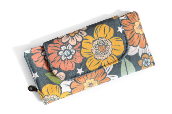 Dark Grey Golden June Floral Wallet