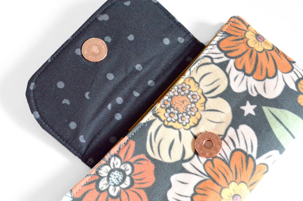 Dark Grey Golden June Floral Wallet