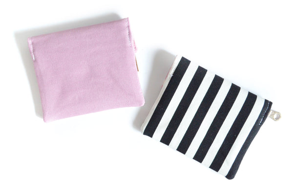 Pink & Stripe Mouse Mini Leather Snap Wallet