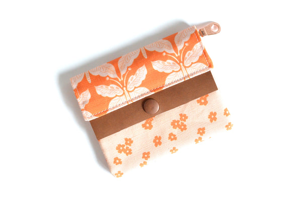 Orange Butterfly Mini Leather Snap Wallet