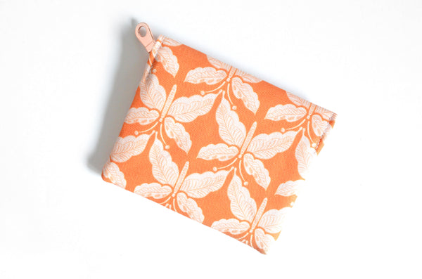 Orange Butterfly Mini Leather Snap Wallet