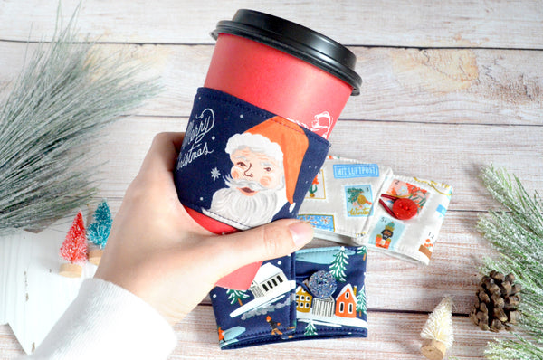 Rifle Paper Co Navy Holiday Coffee Sleeve