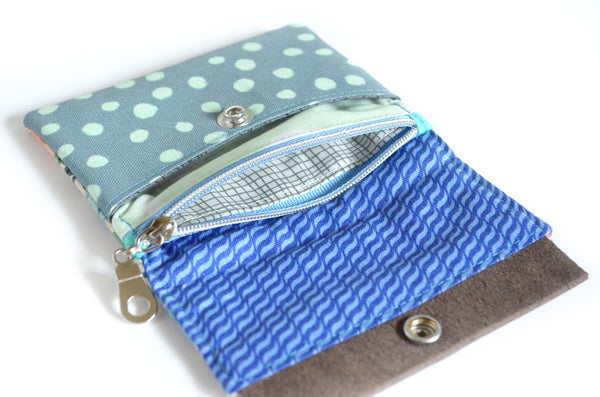 Blue Rifle Paper Co Floral Mini Leather Snap Wallet