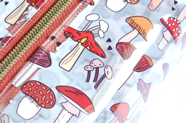 *Clear Vinyl* Red Mushroom Toiletry Bag