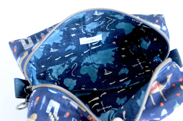 Navy Rifle Paper Co Bon Voyage- Jumbo & Boxy Toiletry Bags