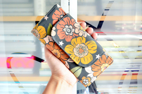 Dark Grey Golden June Floral Wallet