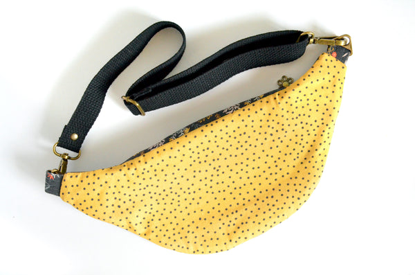 Black Wildflower Fanny Pack