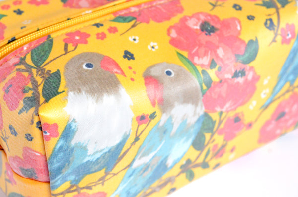 Yellow Birdy Laminated Boxy Toiletry Bag