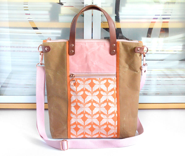 Orange Butterfly Crossbody Tote Bag