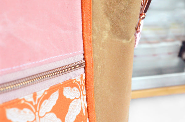 Orange Butterfly Crossbody Tote Bag