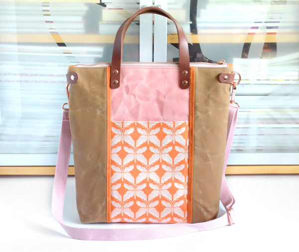 Orange Butterfly Crossbody Tote Bag