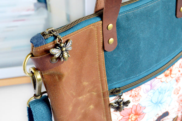 Bee Floral Crossbody Tote Bag