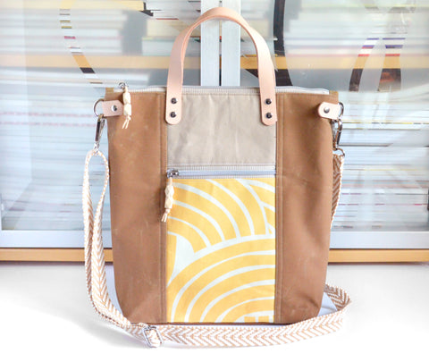 Yellow Rainbow Slide Crossbody Tote Bag