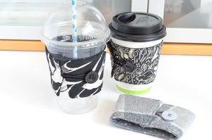 Black & Grey Woodland Coffee Sleeve