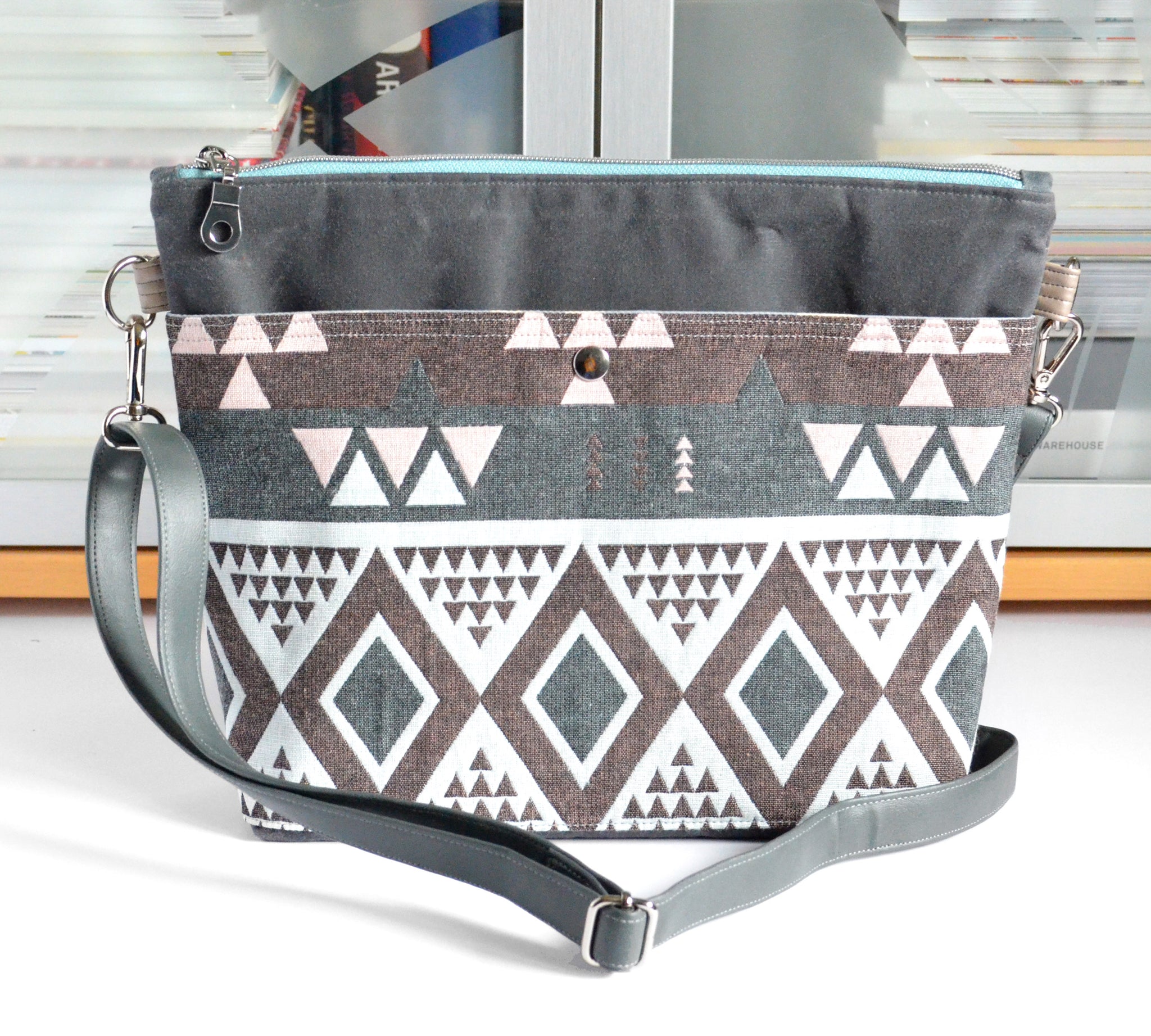 Grey Woven Boho Crossbody Bag