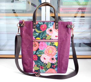 Plum Rifle Paper Co Juliet Floral Crossbody Tote Bag