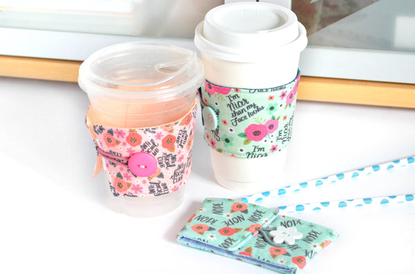 *Sweary* Pink & Blue Coffee Sleeves