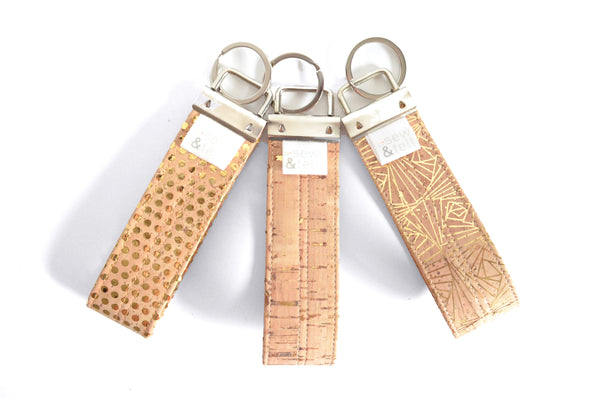 Gold Cork Leather Keychain